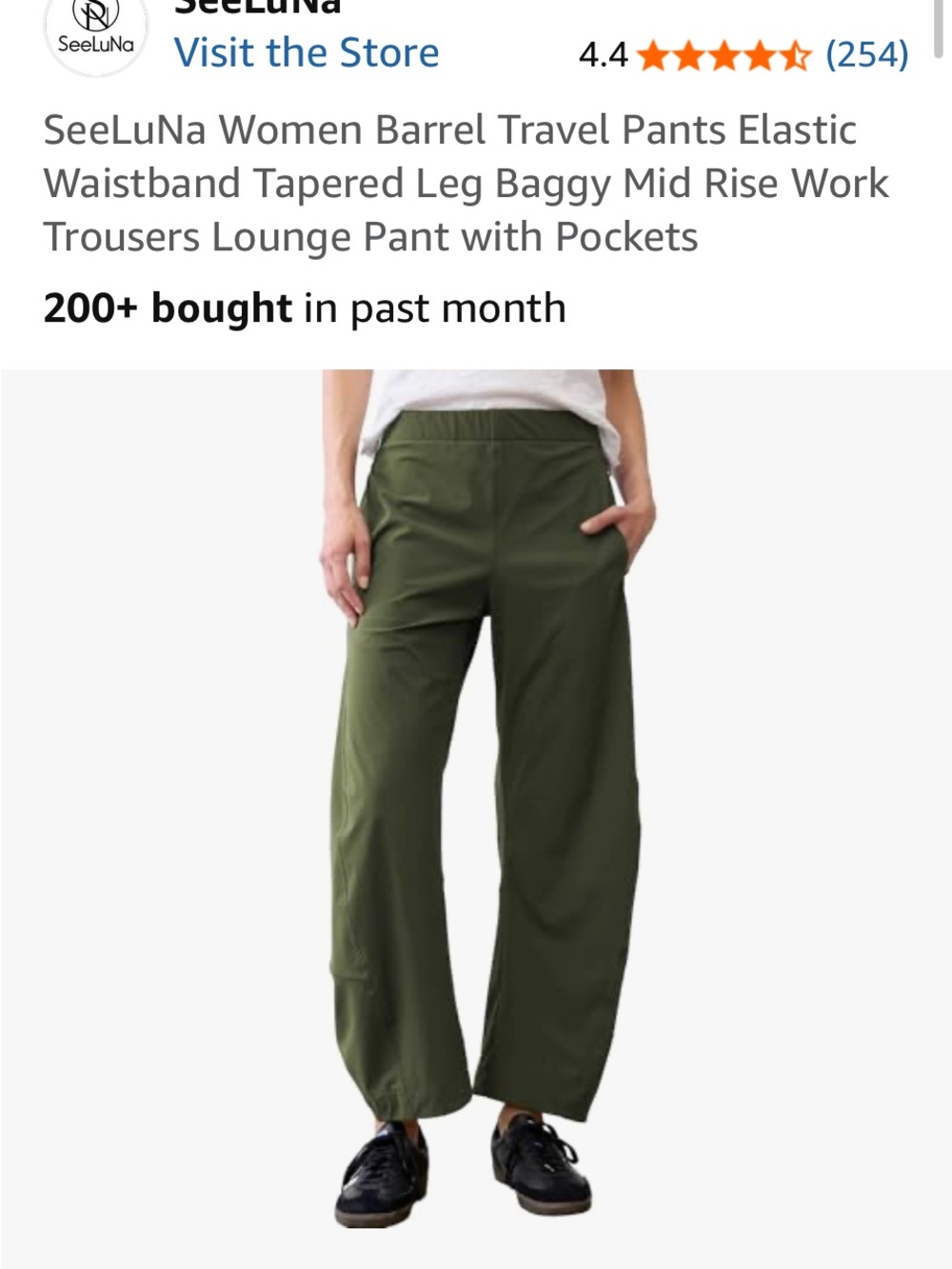 Olive Green Barrel Travel Pants — Elastic Waist, Wide Leg